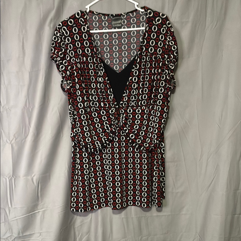 J.T.B. Black and Red Patterned Blouse